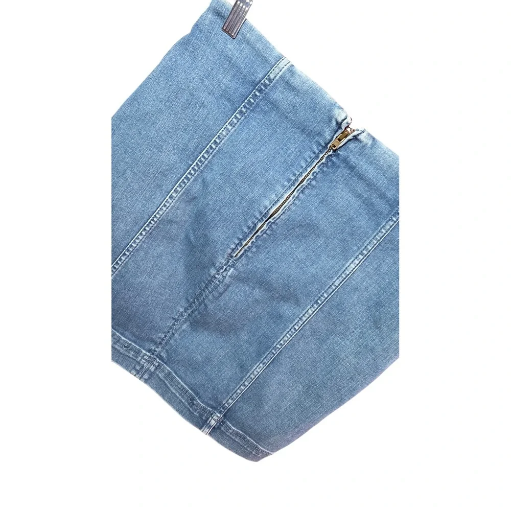 Free People Y2K Denim Mini Skirt Light Wash Blue Paneled High Rise Size 10 - Picture 9 of 9